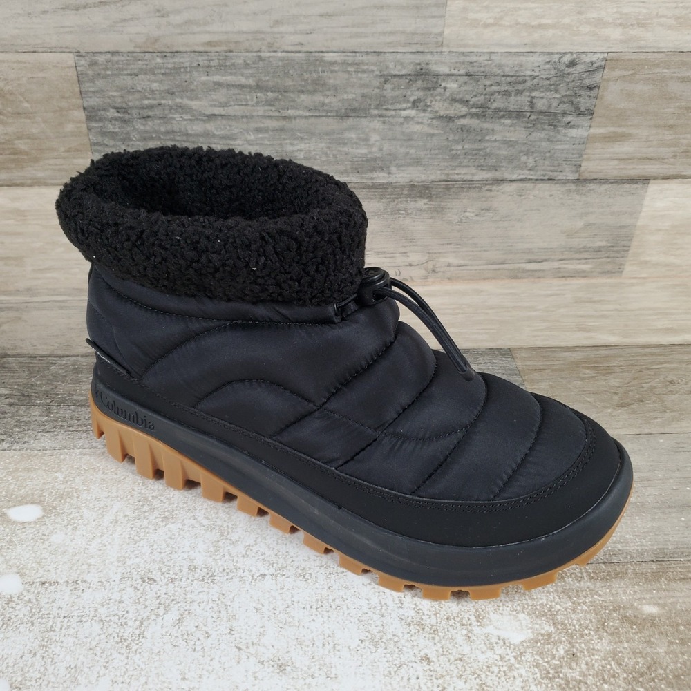 Columbia Snowtrot Shorty Womens Snow Boots Sz 9 Black Sea Salt Round Toe Ankle
